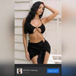 Black Micro Sarong - Bikini Crush Swimwear- Brand New